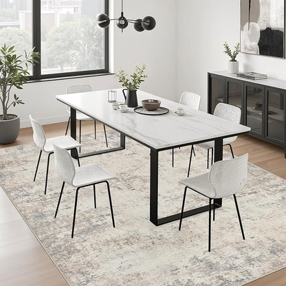 5x7 Area Rug Living Room: Modern Washable Soft Carpet Brown Beige | - Image 8