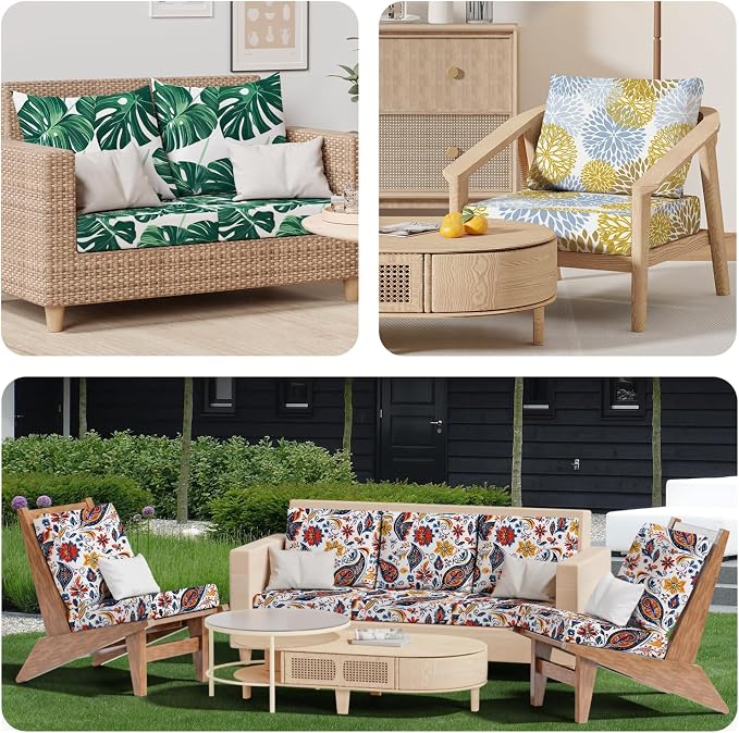 8Pcs Outdoor Cushion Covers, Stretch Patio Furniture Couch Chair Slipcovers | - Image 8