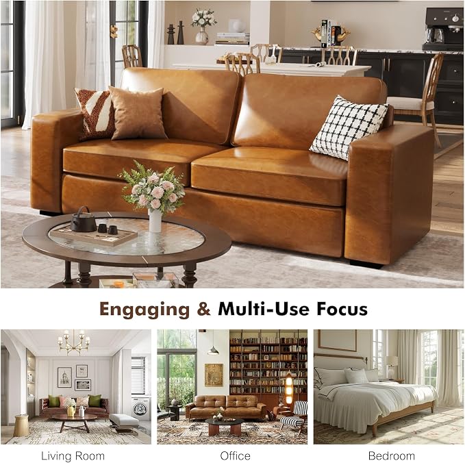 ABCASA Loveseat Set of 2, Living Room Furniture Set, Oversized Faxu Leather Sofa - Image 6