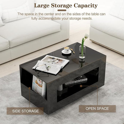 35" High Gloss Wood Coffee Table - Image 3