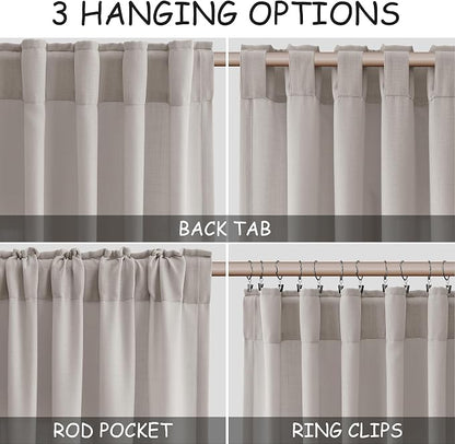 Stone Grey Linen Curtains 112 Inches Long - Image 2