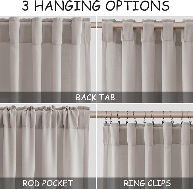 Stone Grey Linen Curtains 96 Inches Long - Image 2
