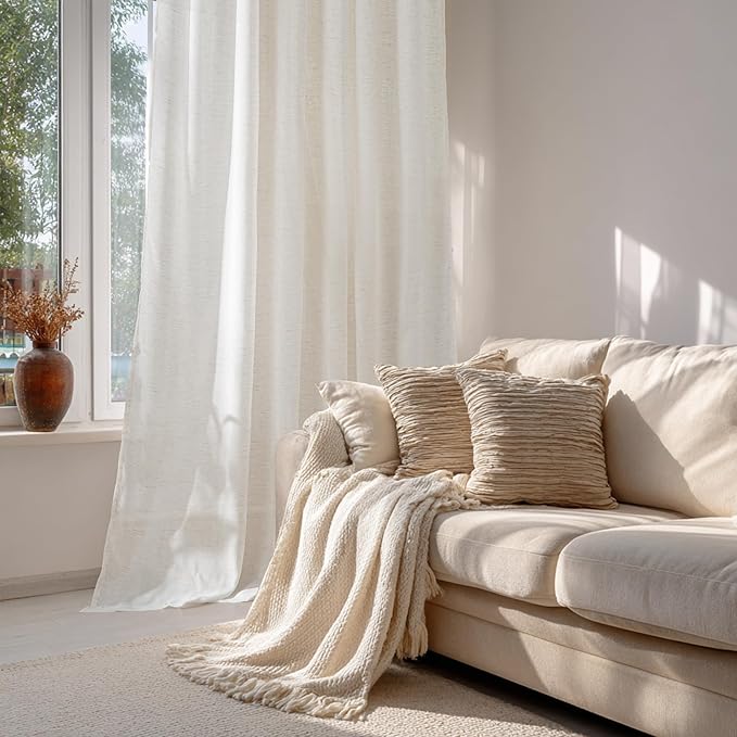 RYB HOME Sheer Curtains 108 inches, Extra Long Floor to Ceiling Curtains | - Image 3