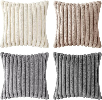 MIULEE Faux Fur Plush Decorative Throw Pillow Covers 20x20, Soft Boho Farmhouse - Image 7