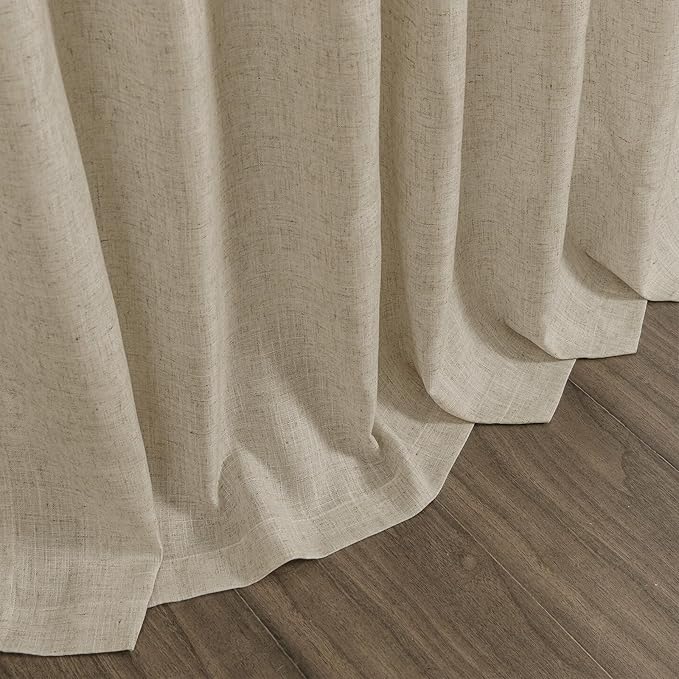 Eggshell Beige Linen Curtains 132 Inch Length - Image 9