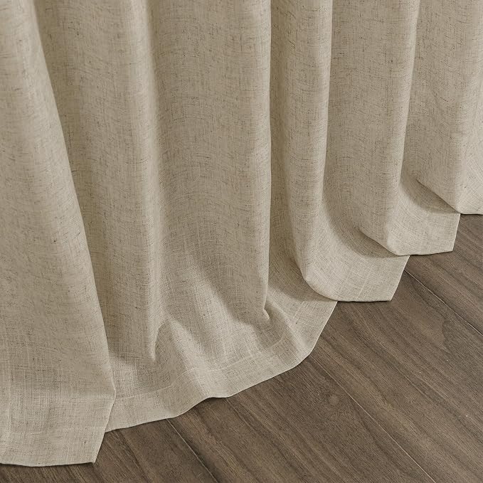 Eggshell Beige Linen Curtains for Living Room 126 Inches Long Light Filtering - Image 9