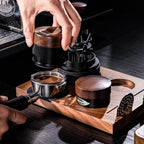 IKAPE 53MM Espresso Tamper, New Wooden Handle Design，Premium Barista Coffee Calibrated Tamper with Spring Loaded, 100% Stainless Steel Tamper Compatible with All 54MM Bottomless Portafilter
