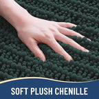 Arotive Luxury Chenille Bathroom Rug Mat, Extra Soft Thick Absorbent Shaggy Bath Rugs, Non-Slip Machine Wash Dry, Plush Bath Mats for Bathroom, Shower and Tub, 45x27, Dark Green