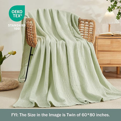 EMME Muslin Blankets for Adults Throw Blanket for Couch Breathable Gauze Soft - Image 2