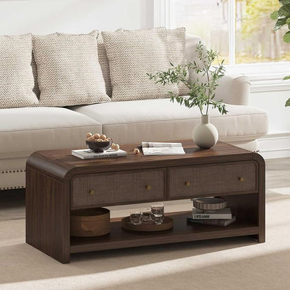 Oak&Sparrow 48'' Boho Coffee Table, Thickened Arc-Shaped Design - Image 2