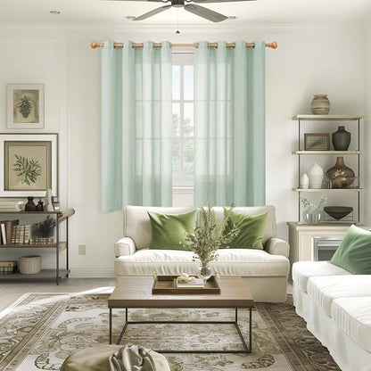 YoungsTex Light Sage Linen Curtains 63 Inches Length - Image 2