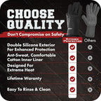 KITCHEN PERFECTION S Silicone Smoker Oven Gloves -Extreme Heat Resistant BBQ Gloves -Handle Hot Food Right on Your Grill Fryer Pit|Waterproof Oven Mitts |Superior Value Set+3 Bonuses