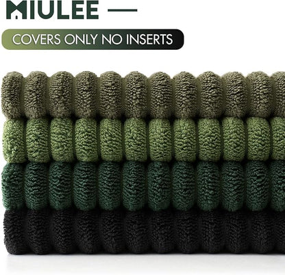 MIULEE Soft Corduroy Decorative Throw Pillow Covers Neutral Green 18x18 | Set - Image 7