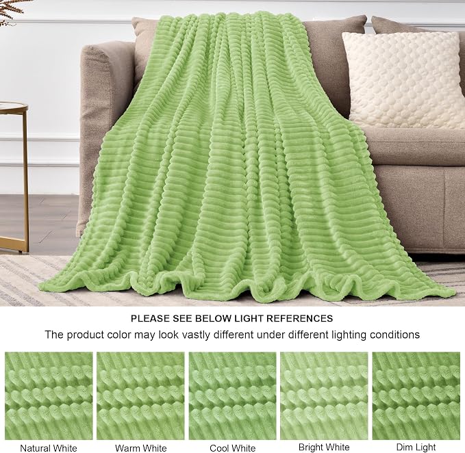 BEDELITE 3D Ribbed Jacquard Green King Size Blankets - Image 6
