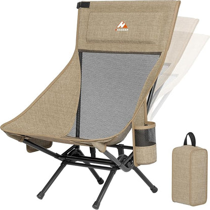 Armless Rocking Camping Chair for Adults, Portable Folding Outdoor Rocker by HAAGEEP