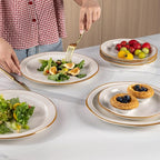 AmorArc Ceramic Dinnerware Sets,Stoneware Handmade Reactive Glaze Plates and Bowls Sets,Chip and Crack Resistant | Dishwasher & Microwave Safe,Dishes Set Service for 4 (12pc)