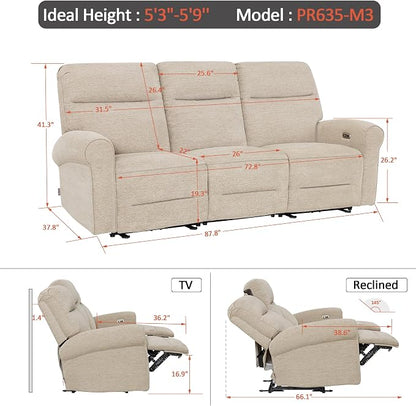 MCombo 87.8" Wall Hugger Power Reclining Sofa - Image 3