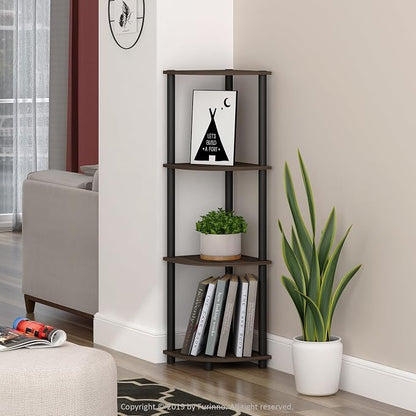 Furinno TURN-N-TUBE Corner Shelf, 4-Tier Corner Bookshelf, Display Storage - Image 2