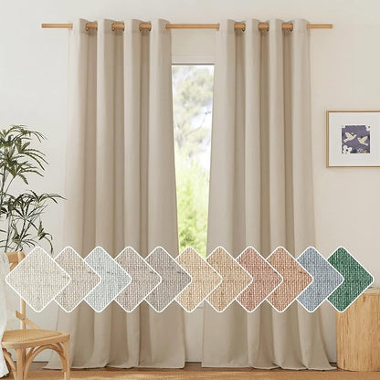 NICETOWN Linen Angora Curtains for Living Room, Grommet Privacy Assured Semi by NICETOWN