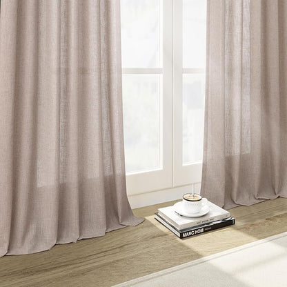 Oatmeal Semi Sheer Curtains 72 Inches Long 2 Panels Set - Image 6