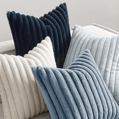 MIULEE Faux Fur Plush Decorative Throw Pillow Covers 20x20, Soft Coastal Modern - Image 5