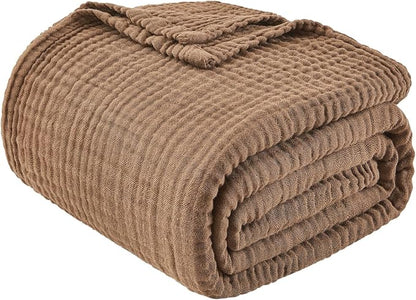 EMME Muslin Blankets for Adults Brown Small Blanket 40" x 50" | Throw Blanket - Image 5