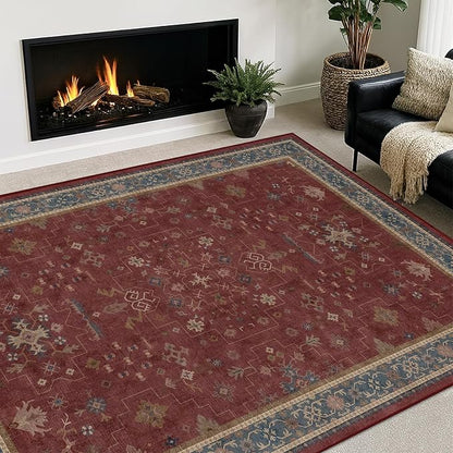 5x7 Boho Dark Red Rug for Living Room - Image 8