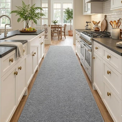 2x10 Grey Runner Rug Washable Non-Slip Soft - Image 2