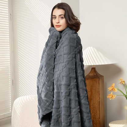Aganear Fleece Throw Blanket for Bed Couch 90"x108" Grey | Lightweight Fuzzy - Image 8