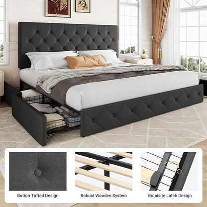 Allewie Upholstered King Size Platform Bed Frame - Image 6