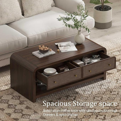 Oak&Sparrow 48'' Boho Coffee Table, Thickened Arc-Shaped Design - Image 8