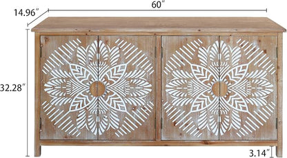 LKTART 60" Sideboard Buffet Cabinet, Vintage Accent Credenza Storage - Image 2