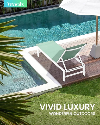 Vexwalx Outdoor Lounge Chairs Set of 2, Aluminum Patio Chaise Lounge Chairs - Image 2