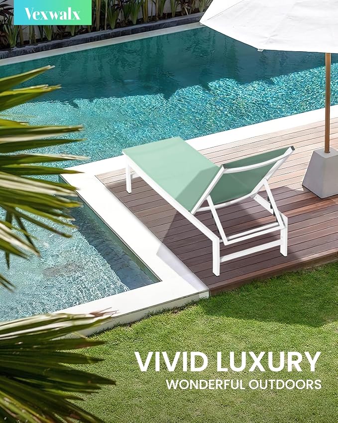 Vexwalx Outdoor Lounge Chair for Pool, Aluminum Chaise Lounge Chairs - Image 2