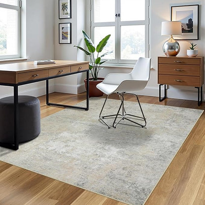 5x7 Area Rugs for Living Room Washable Bedroom Dining Room Beige Grey | Modern - Image 3