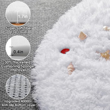 White Round Area Rugs 5ft, Soft Bedroom Circle Rug Floor Mat - Image 2