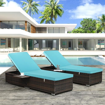 Outdoor Chaise Lounge Cushion Set of 2, Fadesafe Water-Repellent Lounge Deck - Image 2