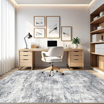LOONGRUG 7x9 Area Rug Washable Large Neutral Modern Living Room Rugs | Abstract - Image 8