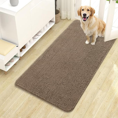 OLANLY Dog Door Mat for Muddy Paws 44x24, Super Absorbent Chenille Mud Mat | Tan by OLANLY