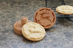 Wood Cookie Stamp, 2.5 Inch (Reindeer and Holly CS-049)