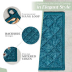Maison d' Hermine 100% Cotton Oven Mitt & Pot Holder Set (7.5"x13" & 8"x8") Heat Resistant BBQ Cooking Gloves with Loop, Baking, Grilling, Kitchen, Handling Hot Pans (Luxury Loft-Dark Teal)