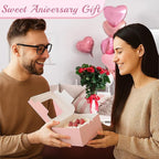 OAMCEG 30 Pack Cookie Boxes with Window, 6x6x3 Inches Pink Cupcake Boxes, Bakery Treat Boxes with Stickers & Twine for Pastry, Desserts, Strawberries, Cupcakes, Gift Giving
