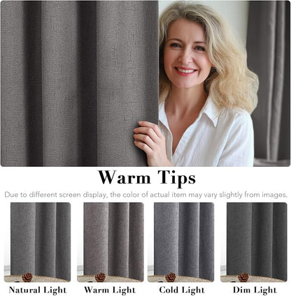 H.VERSAILTEX Linen Blackout Curtains 45 Inches Long 100% Absolutely Blackout - Image 5