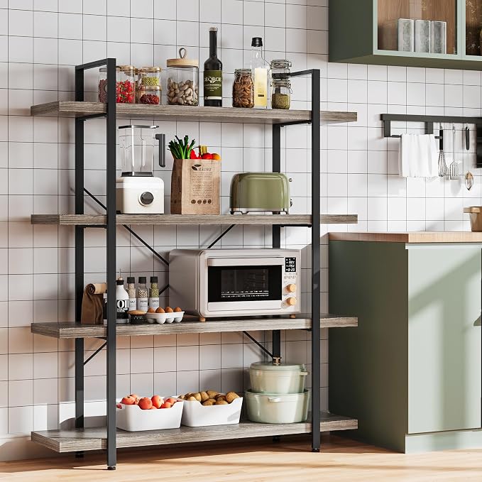 OtterOasis Bookshelf Set of 2, Heavy Duty 4-Tier Industrial Bookcase, 120lbs - Image 6