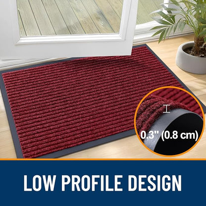 OLANLY 2-Pack Front Door Mats 59x34, Waterproof Heavy-Duty Doormats | Wine Red - Image 4