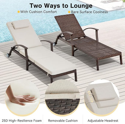 Outdoor Chaise Lounge Chairs Set of 2 - Image 8