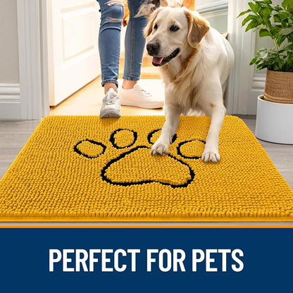 OLANLY Dog Door Mat for Muddy Paws 30x20, Paw Print Design Chenille Mud Mat | - Image 6