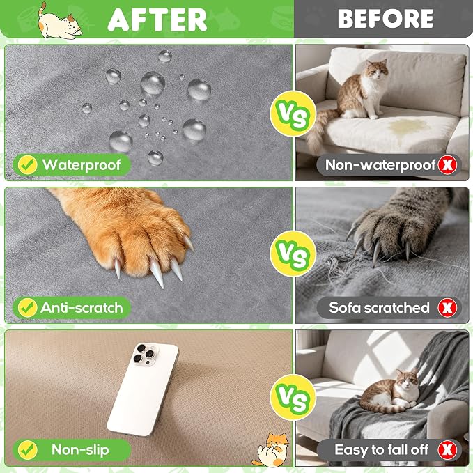 Loiion Velvet Sofa Cover, Ultra Soft Waterproof Non-Slip Couch Cover - Image 2