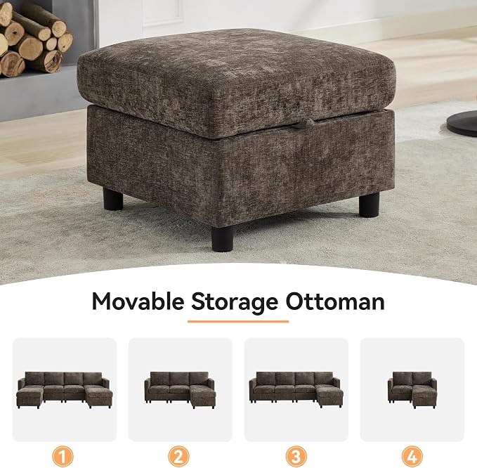 WUTUTUEE 83'' Modular Sectional Sofa Convertible L Shaped Couch Set - Image 7