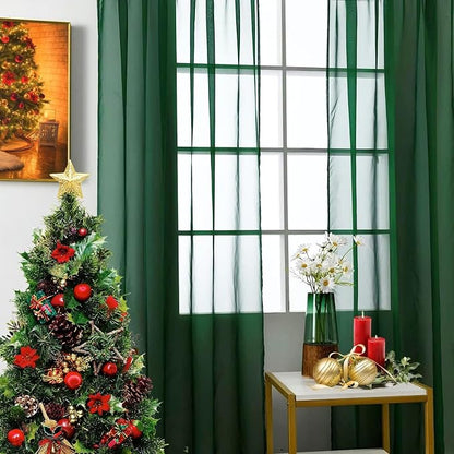 SpaceDresser Sheer Voile Window Treatment Rod Pocket Curtain Panels - Image 5